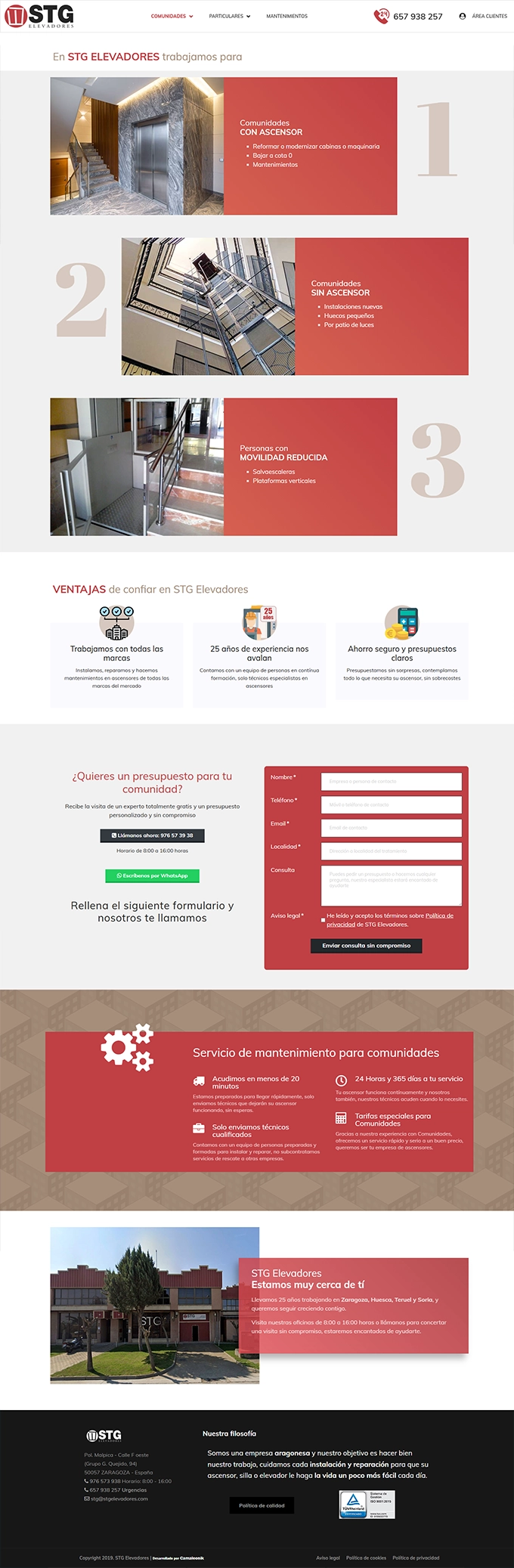 STG Elevadores: una web con solicitudes de presupuesto